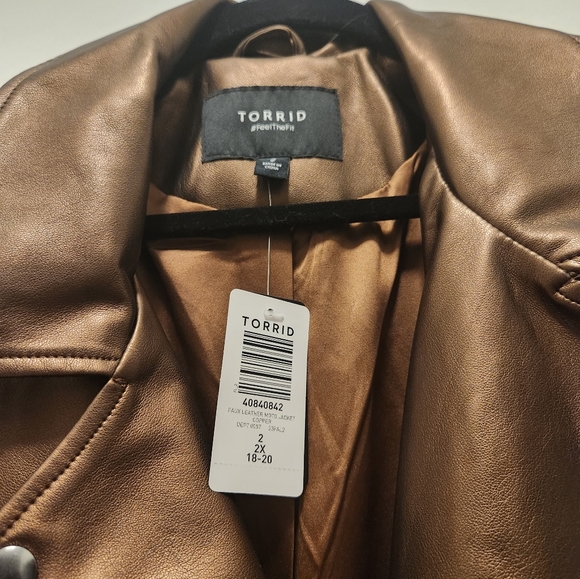 Metallic Brown Faux Leather Jacket - Picture 3 of 4